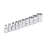 Juego de dados cuadro de 1/4", 6 puntas, en pulgadas, en riel, 10 piezas Urrea 47106