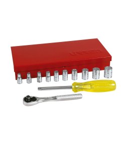 Juego de dados y accesorios cuadro de 1/4" en pulgadas, 13 piezas Urrea 47110