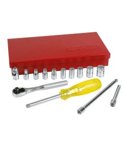 Juego de dados y accesorios cuadro de 1/4" en pulgadas, 16 piezas Urrea 47112