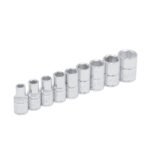 Juego de dados cuadro de 1/4", 6 puntas, en pulgadas, en riel, 9 piezas Urrea 47204