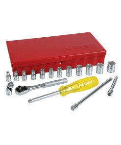 Juego de dados y accesorios cuadro de 1/4" métrico, 18 piezas Urrea 47205