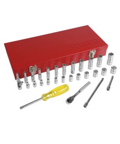 Juego de dados y accesorios cuadro de 1/4" métrico, 30 piezas Urrea 47206