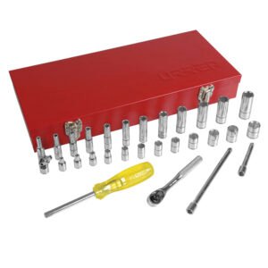 Juego de dados y accesorios cuadro de 1/4" métrico, 30 piezas Urrea 47206