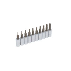 Juego de dados con punta hexagonal cuadro de 1/4", en pulgadas en riel, 10 piezas Urrea 4770-10
