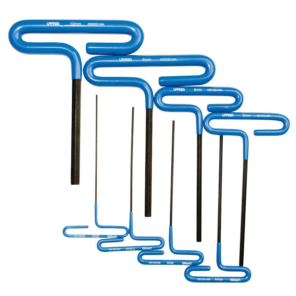 Juego de llaves hexagonales tipo "T" con mango de vinil, métricas, 8 piezas Urrea 4966G