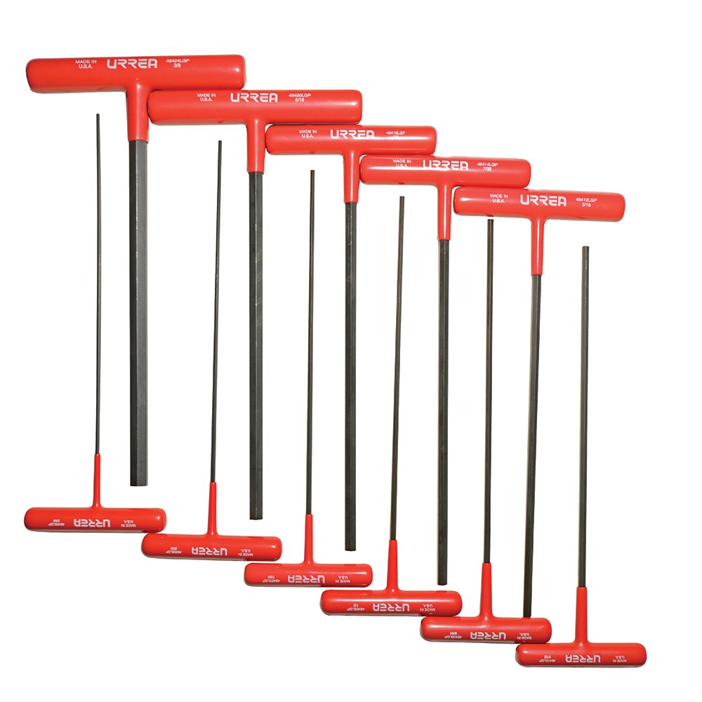 Juego de llaves hexagonales tipo "T" ergonómicas, en pulgadas, 11 piezas Urrea 4967LGP