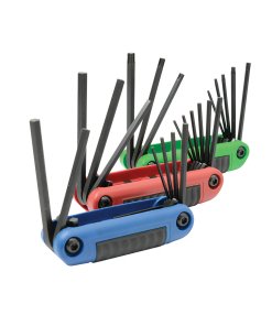 Juego de llaves hexagonales tipo navaja en pulgadas, métricas y torx estuche bimat, 24 pz Urrea 49824