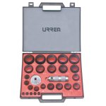 Juego de sacabocados con mango adaptador ergonónico de 1/8" a 2", 27 piezas Urrea 49902