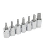 Juego de dados punta hexagonal cuadro de 3/8", 6 puntas, en pulgadas en riel, 7 piezas Urrea 49907