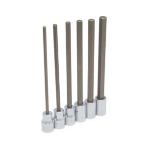 Juego de dados punta hexagonal extra larga cuadro de 3/8", 6 puntas, métricos, 6 piezas Urrea 4990SML
