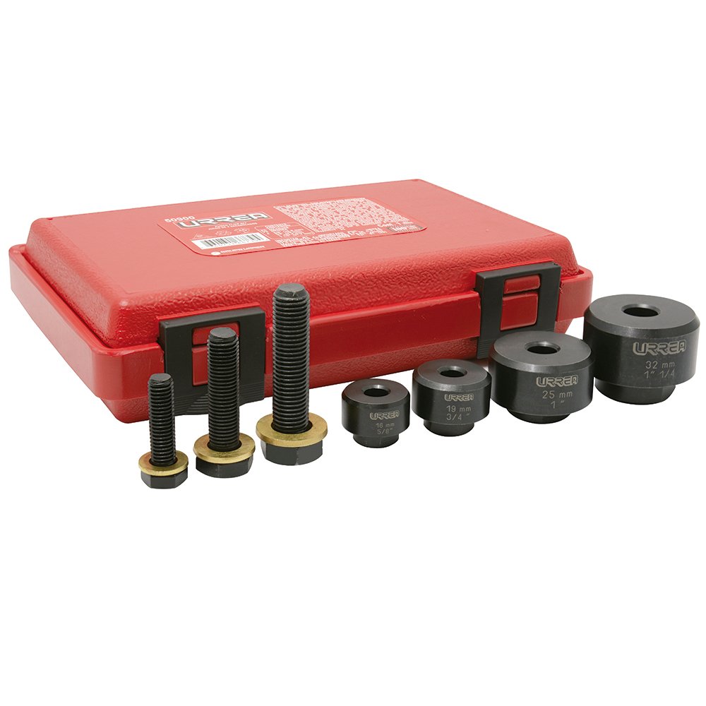 Juego de sacabocados para láminas de 5/8" a 1-1/4", 7 piezas Urrea 50900