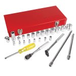 Juego de dados y accesorios cuadro de 1/4" y 3/8" en pulgadas, 27 piezas Urrea 5200A
