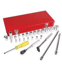 Juego de dados y accesorios cuadro de 1/4" y 3/8" en pulgadas, 27 piezas Urrea 5200A