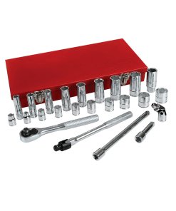 Juego de dados y accesorios cuadro de 3/8" en pulgadas, 25 piezas Urrea 5200CL