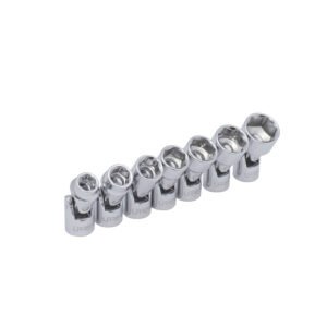 Juego de dados flexibles cuadro de 3/8", 6 puntas, en pulgadas en riel, 7 piezas Urrea 5200J