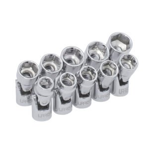 Juego de dados flexibles cuadro de 3/8" 6 puntas, métricos en riel, 10 piezas Urrea 5200JM