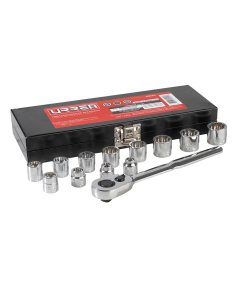 Juego de dados y accesorios cuadro de 3/8" métricos, 13 piezas Urrea 5200LPM