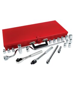 Juego de dados y accesorios cuadro de 3/8" métrico, 21 piezas Urrea 5200M