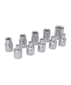 Juego de dados Torx hembra cuadro de 3/8" en riel, 10 piezas Urrea 5200TX