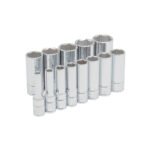 Juego de dados largos cuadro de 3/8", en pulgadas 6 puntas en riel, 13 piezas Urrea 52114