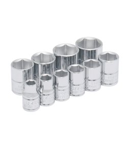 Juego de dados cuadro de 3/8", 6 puntas, en pulgadas en riel, 10 piezas Urrea 52122