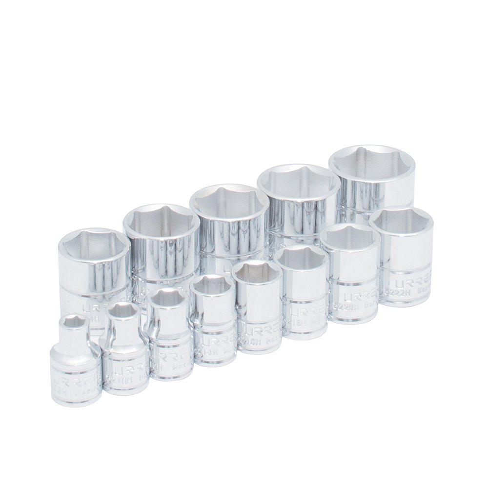 Juego de dados cuadro de 3/8", 6 puntas, en pulgadas, 13 piezas Urrea 52126