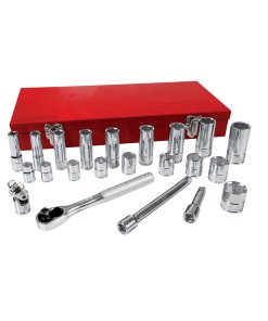 Juego de dados y accesorios cuadro de 3/8" en pulgadas, 23 piezas Urrea 52134