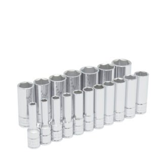 Juego de dados largos cuadro de 3/8", métricos, 6 puntas, 18 piezas Urrea 52203