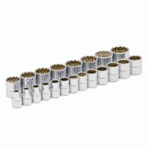 Juego de dados cuadro de 3/8", 12 puntas, métricos, 21 piezas Urrea 52215