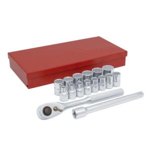 Juego de dados y accesorios cuadro de 3/8" métrico, 17 piezas Urrea 52218