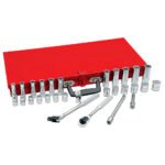 Juego de dados y accesorios cuadro de 3/8" métrico, 30 piezas Urrea 52222