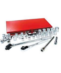 Juego de dados y accesorios cuadro de 1/2" métrico, 29 piezas Urrea 5400M