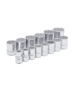 Juego de dados cuadro de 1/2", 12 puntas, en pulgadas, en riel, 14 piezas Urrea 5400PA