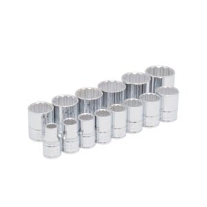 Juego de dados cuadro de 1/2", 12 puntas, métricos, 14 piezas Urrea 5400PAM