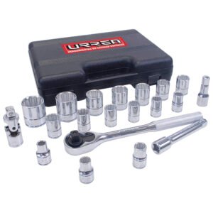 Juego de dados y accesorios cuadro de 1/2" en pulgadas, 20 piezas Urrea 5400PB