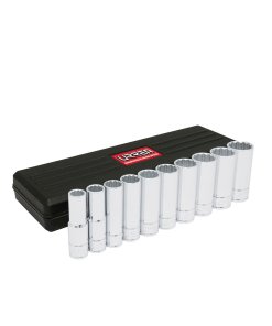 Juego de dados largos cuadro de 1/2", 12 puntas, en pulgadas, 10 piezas Urrea 5400PH