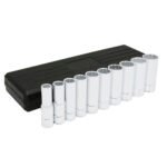 Juego de dados largos cuadro de 1/2", 12 puntas, métricos, 10 piezas Urrea 5400PHM