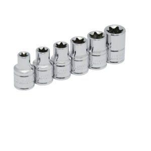 Juego de dados Torx hembra cuadro de 1/2", en riel, 6 piezas Urrea 5400TX