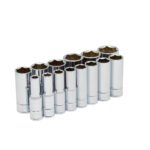 Juego de dados largos cuadro de 1/2", 6 puntas, en pulgadas, 14 piezas Urrea 54103