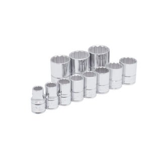 Juego de dados cuadro de 1/2", 12 puntas, en pulgadas, en riel, 11 piezas Urrea 54111