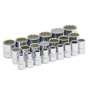 Juego de dados cuadro de 1/2", 12 puntas, en pulgadas, 22 piezas Urrea 54113