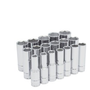 Juego de dados largos cuadro de 1/2" 6 puntas, métricos, 18 piezas Urrea 54203