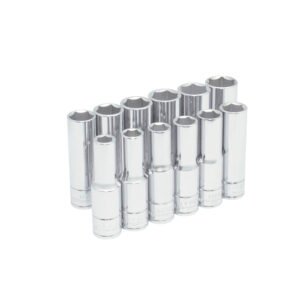 Juego de dados largos cuadro de 1/2" 6 puntas, métricos, 12 piezas Urrea 54204