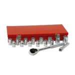 Juego de dados y accesorios cuadro de 1/2" métrico, 17 piezas Urrea 54208H