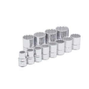 Juego de dados cuadro de 1/2", 12 puntas, métricos, en riel, 12 piezas Urrea 54212