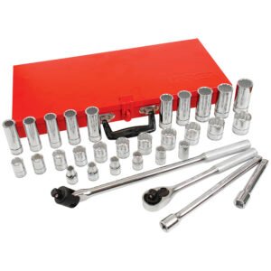Juego de dados y accesorios cuadro de 1/2" métrico, 32 piezas Urrea 54214A