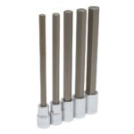 Juego de dados con punta hexagonal extra larga cuadro de 1/2", métricos, 5 piezas Urrea 5441M5L