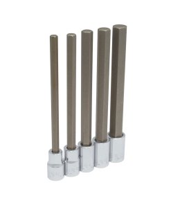 Juego de dados con punta hexagonal extra larga cuadro de 1/2", métricos, 5 piezas Urrea 5441M5L