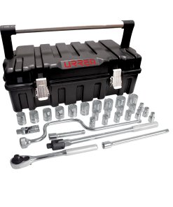 Juego de dados y accesorios cuadro de 1/2" métrico, 29 piezas Urrea 54P28