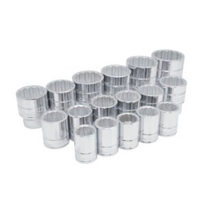 Juego de dados cuadro de 3/4", 12 puntas, métricos, 17 piezas Urrea 55205